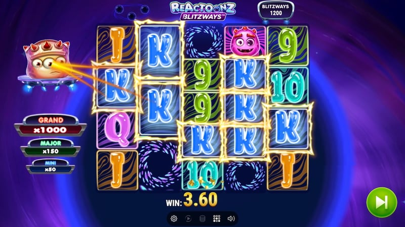 Reactoonz Blitzways (Play'n GO): 16,807 Dynamic Ways and the End of the Quantumeter